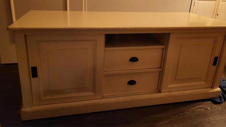 Houten TV-meubel met opbergruimte, Huis en Inrichting, Kasten | Televisiemeubels, Gebruikt, Minder dan 100 cm, 100 tot 150 cm