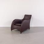 2x Montis Loge Fauteuil + Voetenbank Aubergine Leder, Gebruikt, 100 tot 125 cm, Ophalen of Verzenden, Metaal