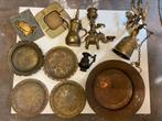 Lot Antieke kloosterbel Deity india schalen brons koper etc, Ophalen of Verzenden