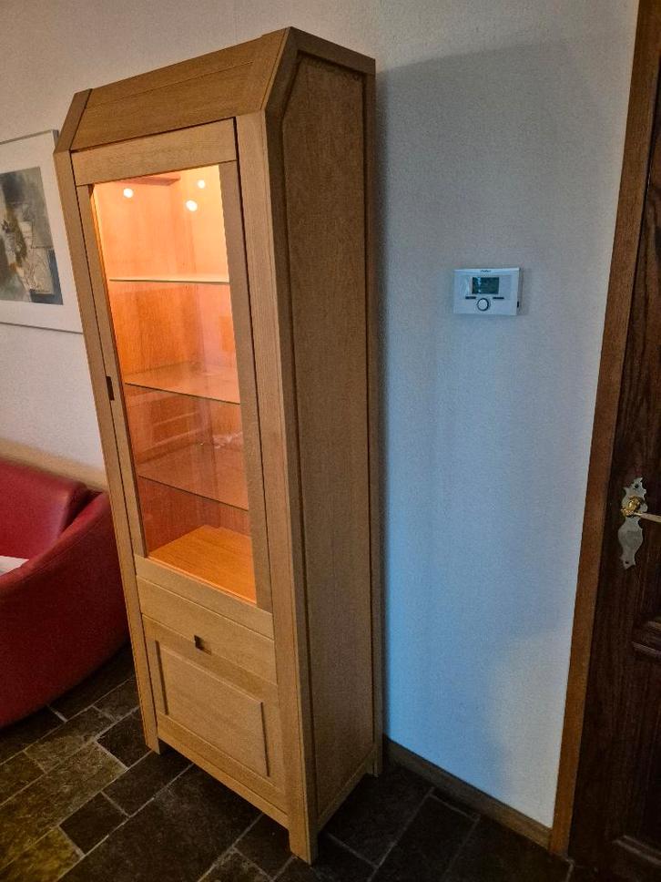 licht eiken vitrinekast, Huis en Inrichting, Kasten | Vitrinekasten, Zo goed als nieuw, 150 tot 200 cm, 50 tot 100 cm, 25 tot 50 cm