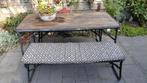 Vintage Picknicktafel met Banken - Inklapbaar, Ophalen, Gebruikt, Inklapbaar, Rechthoekig