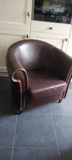 Mooie bruine puloplederen fauteuil i.z.g.st., Ophalen, Zo goed als nieuw, 75 tot 100 cm, 50 tot 75 cm