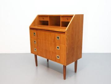 Vintage Deense secretaire ladekast kaptafel teak 