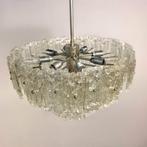 XL ijsglas Kalmar kroonluchter 60's mid century chrome, Ophalen of Verzenden, Gebruikt, Glas