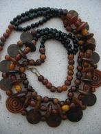 Ketting Kralen Etnisch Tribal BruinZwart Vintage, Ophalen, Overige materialen, Ketting