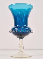 Mid century blauwe Murano glas vaas mondgeblazen 1960 Rare, Huis en Inrichting, Woonaccessoires | Vazen, Blauw, Ophalen of Verzenden