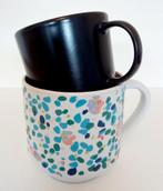 2x mok/beker/kop bloemmotief Ikea, Gebruikt, Keramiek, Ophalen of Verzenden, Overige stijlen