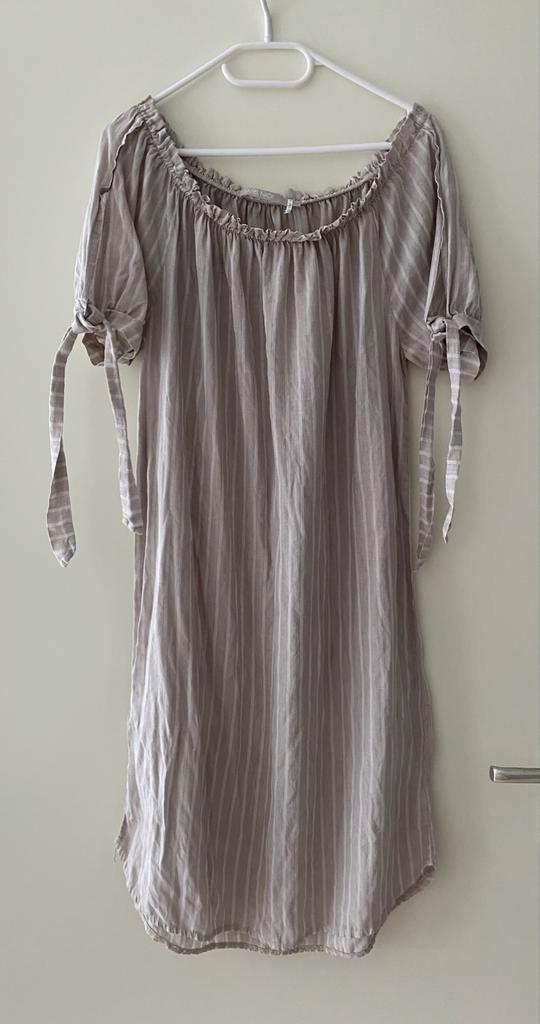 ≥ Prachtige linnen gestreepte jurk Nukus maat S — Jurken
