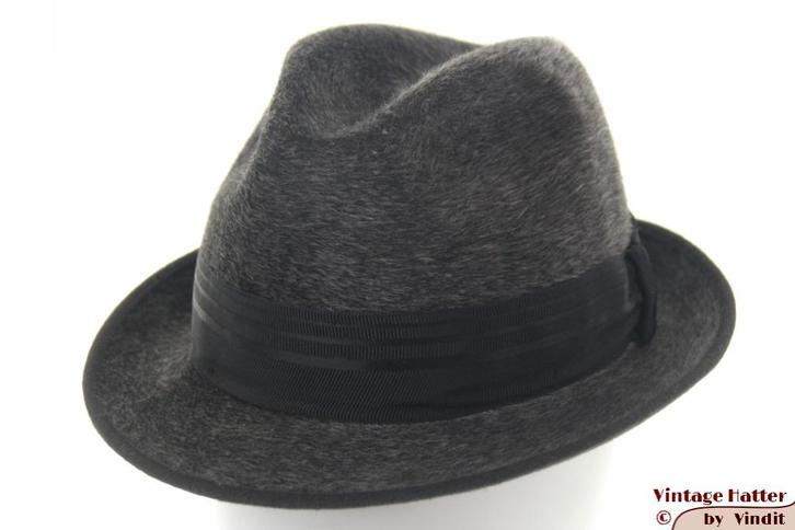 Vintage Gleufhoed York donker grijs haarvilt 56,5, Kleding | Heren, Hoeden en Petten, Gedragen, Hoed, 57 cm (M, 7⅛ inch) of minder
