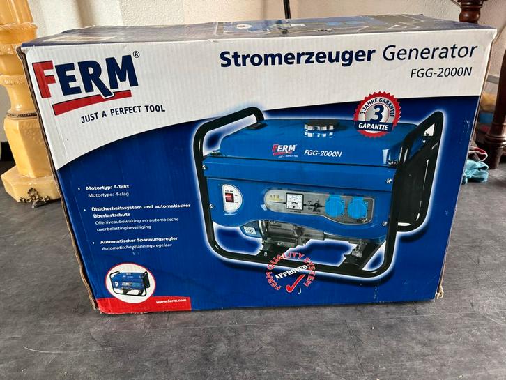 Ferm FGG-2000N Generator - Nieuw in doos!, Doe-het-zelf en Verbouw, Aggregaten, Nieuw, Benzine, Minder dan 5 kVA, Elektrisch startend