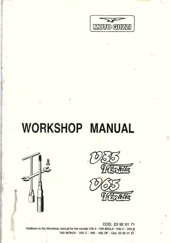 Moto Guzzi V35 Florida V65 Florida additions workshop 5866z, Motoren, Handleidingen en Instructieboekjes, Moto Guzzi, Ophalen of Verzenden