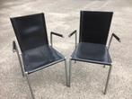Vintage leren Stoelen. Effezeta. Italy. Zwart tuigleer., Kunststof, Twee, Zwart, Ophalen of Verzenden