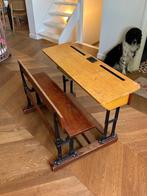 Geweldige houten oude schoolbank te koop, Antiek en Kunst, Antiek | Meubels | Stoelen en Banken, Ophalen of Verzenden