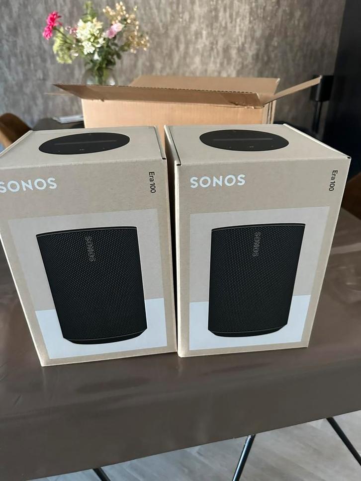 Sonos Era 100 Duo Pack Zwart *Nieuw*, Audio, Tv en Foto, Luidsprekers, Nieuw, Front, Rear of Stereo speakers, 120 watt of meer