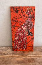 Batik schilderij rood rode pauw Bali, Ophalen of Verzenden