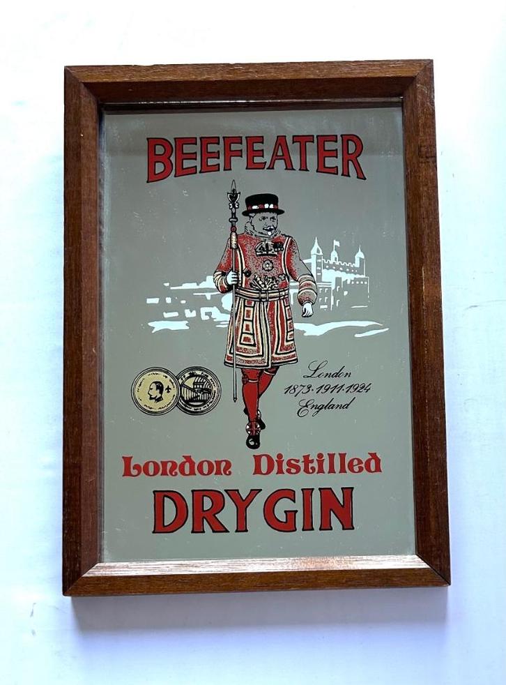 oude reclamespiegel - Beefeater gin, Verzamelen, Merken en Reclamevoorwerpen, Gebruikt, Reclamebord, Ophalen of Verzenden