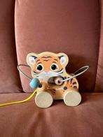 Jouéco houten trekdier tijgertje / baby- peuter speelgoed, Ophalen of Verzenden, Zo goed als nieuw, Overige typen