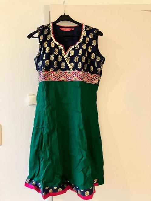 Donkergroene katoenen mouwloze tuniek uit India met dessin, Kleding | Dames, Blouses en Tunieken, Nieuw, Maat 36 (S), Groen, Ophalen of Verzenden