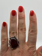 Z234 Prachtige zilveren barnsteen ring maat 18, Sieraden, Tassen en Uiterlijk, Ringen, 18 tot 19, Ophalen of Verzenden, X, Met edelsteen