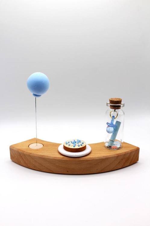 Jaarring steker Beschuit met muisjes blauw, Kinderen en Baby's, Kraamcadeaus en Geboorteborden, Nieuw, Ophalen of Verzenden