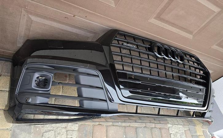 Voorbumper Audi Q7 4M0 S-LINE Origineel Bumper PDC KLS Zwart, Auto-onderdelen, Carrosserie en Plaatwerk, Bumper, Audi, Voor, Gebruikt