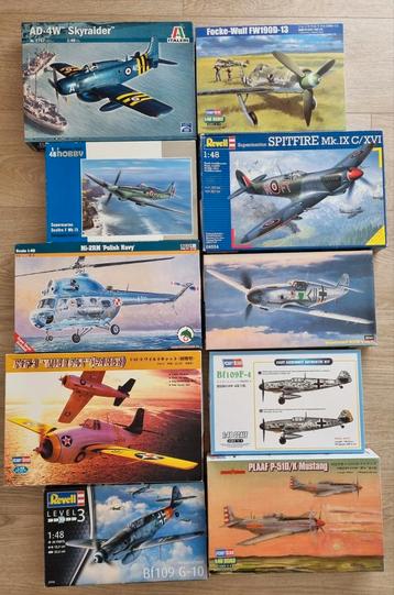 AANBIEDING: 10 luchtvaart modelbouwdozen (1:48) - in 1 koop beschikbaar voor biedingen