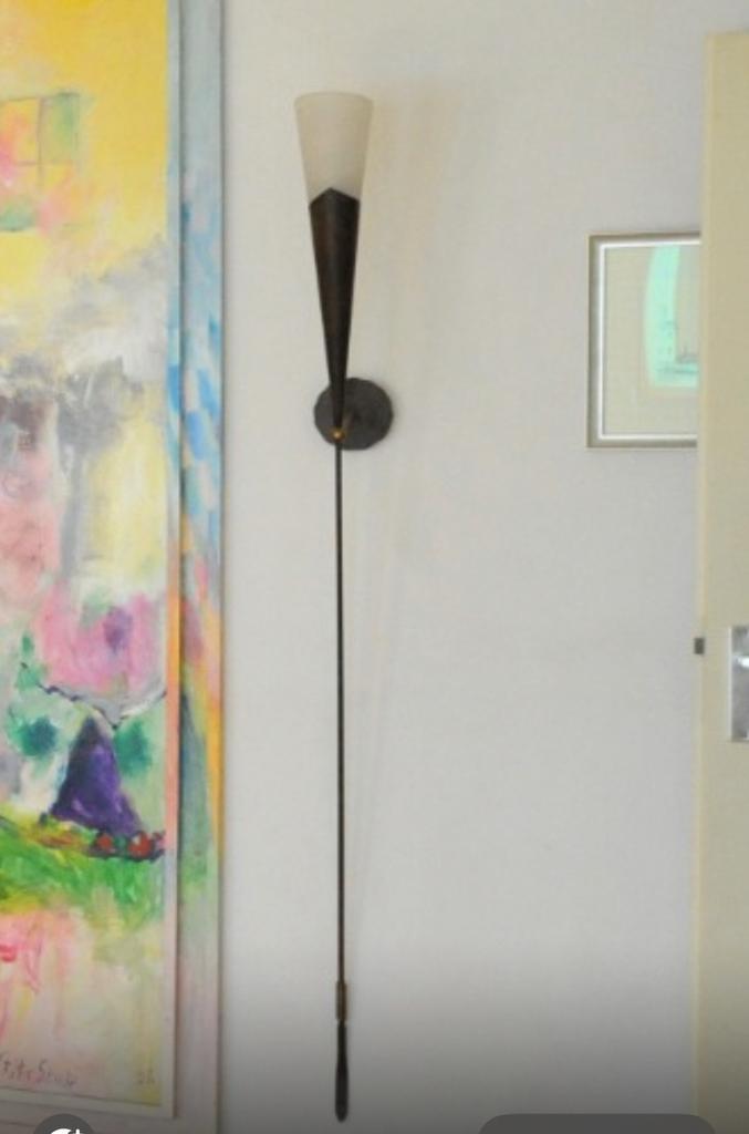 Unieke EF Frantzen lamp met kegelvormige matglazen kap., Huis en Inrichting, Lampen | Wandlampen, Ophalen