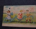 Antieke ansichtkaart - Meisjes met bloemen, Verzamelen, Ansichtkaarten | Themakaarten, Verzenden, Voor 1920, Gelopen, Kinderen