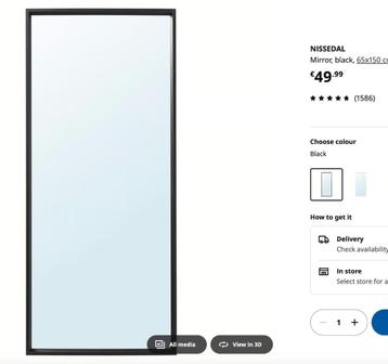  IKEA Full-Length Mirror beschikbaar voor biedingen