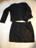Zwarte - zilver glitter pak, rok en jasje, Kleding | Dames, Kostuum of Pak, Zwart, Maat 42/44 (L), Ophalen of Verzenden