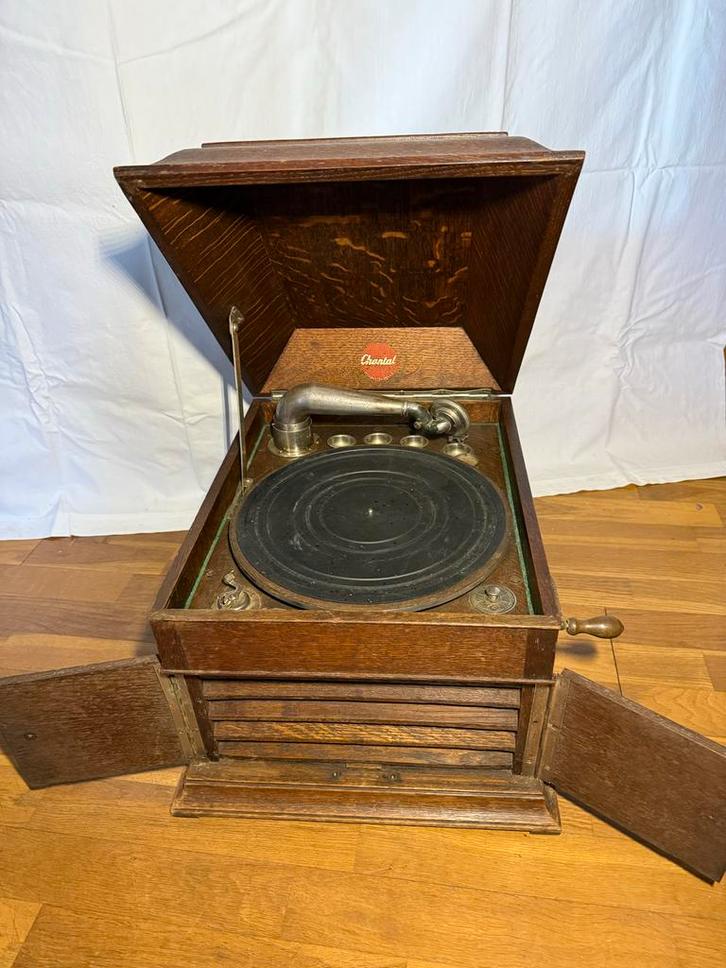 Antieke Chantal Grammofoon - Houten Platenspeler, Audio, Tv en Foto, Platenspelers, Gebruikt, Platenspeler, Overige merken, Ophalen