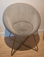 Suede Stoel met Gouden Onderstel, Huis en Inrichting, Stoelen, Ophalen, Zo goed als nieuw, Metaal, Eén
