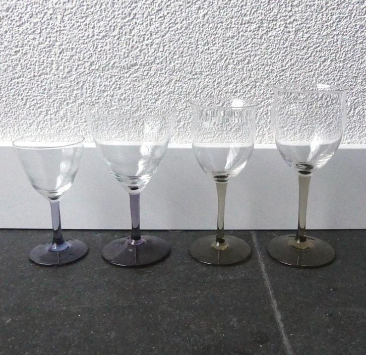 Oude likeurglaasjes dun glas oud port sherry glaasjes 4x, Antiek en Kunst, Antiek | Servies los, Ophalen of Verzenden