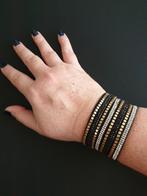 Verstelbare armband. Zwart, goud,
strassteentjes. Zgan., Ophalen of Verzenden, Zo goed als nieuw, Zwart, Met strass