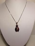 Zilveren antieke kettinkje met hoorn hangertje, Verzenden, Zilver