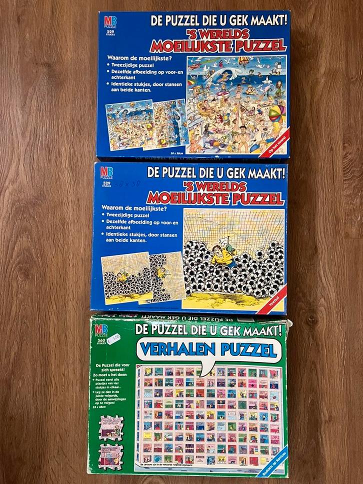 3 puzzels werelds moeilijkste puzzels - MB, Hobby en Vrije tijd, Denksport en Puzzels, Gebruikt, Legpuzzel, 500 t/m 1500 stukjes