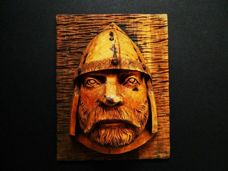 Sculptuur van een Noorman fraai houtuitgesneden ca. 1900, Antiek en Kunst, Kunst | Beelden en Houtsnijwerken, Ophalen of Verzenden