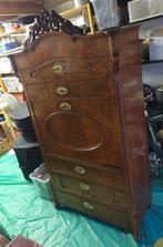 Fraaie bloem mahonie secretaire, met laden achter de klep., Antiek en Kunst, Antiek | Meubels | Kasten, Ophalen