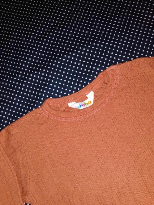 86 92 JOHA opengewerkt wol- zijde shirtje terra kleur, Kinderen en Baby's, Babykleding | Maat 86, Zo goed als nieuw, Jongetje of Meisje