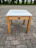 Bijzettafel eiken met wit / tafeltje met la, Ophalen, Gebruikt