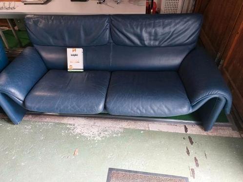Leren bank + fauteuil, Huis en Inrichting, Banken | Bankstellen, Gebruikt, 75 tot 100 cm, Ophalen
