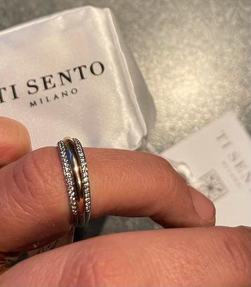 Rosé goud vergulde zilveren ring Ti Sento maat 18/17,75mm
