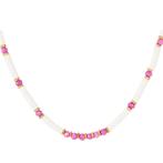 Kralen ketting wit en roze met goud My Jewellery, Nieuw, Overige materialen, Roze, Verzenden