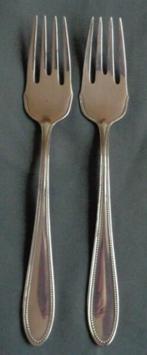 WMF 90 500 Perlrand 2x Verzilverde Visvork 18cm Set, Gebruikt, Ophalen of Verzenden, Zilver