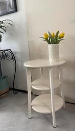 Vintage Wit Bijzettafeltje - 40cm, Ophalen, Overige materialen, Gebruikt, Rond