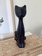Vintage Beeld Zwarte Kat Poes Beeldje Aardewerk, Ophalen, Zo goed als nieuw, Dier