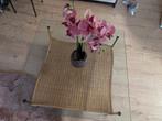 Glazen salontafel met rieten onderstel, Ophalen, 100 tot 150 cm, 50 tot 100 cm, Minder dan 50 cm