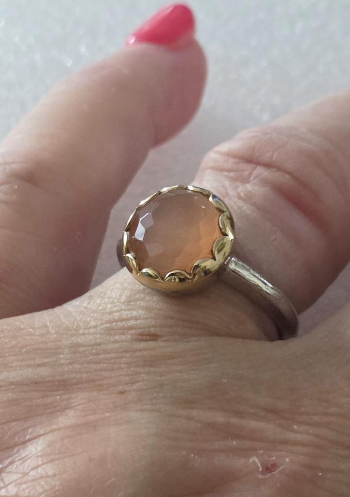 Maat 16,5 - TI SENTO zilveren (925) BICOLOR ring ROZENKWARTS, Sieraden, Tassen en Uiterlijk, Ringen, Zo goed als nieuw, Dame, Kleiner dan 17