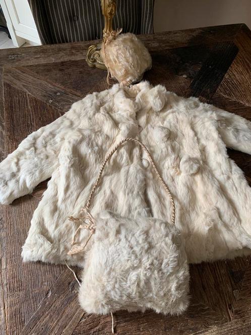 Oude brocante antieke kleding mof muts jas met zeide, Antiek en Kunst, Antiek | Kleding en Accessoires, Kinderen, Ophalen of Verzenden