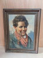 Olieverf Schilderij Vissersjongen met Pijp, Antiek en Kunst, Ophalen of Verzenden